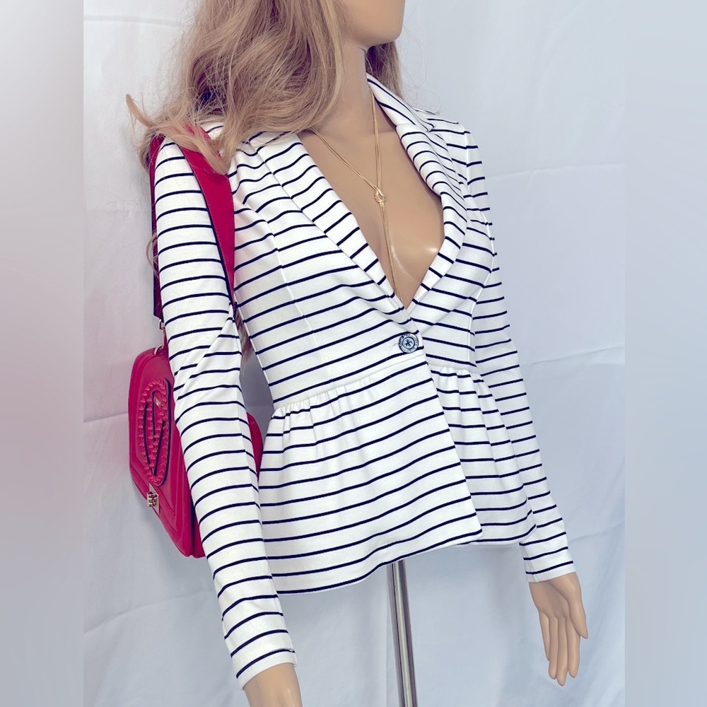 Striped Pleated Blazer